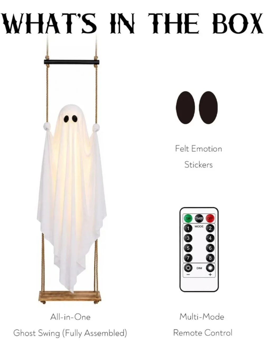 Spooky 3.7FT Pre-Assembled Hanging Ghost for Outdoor Halloween Decor